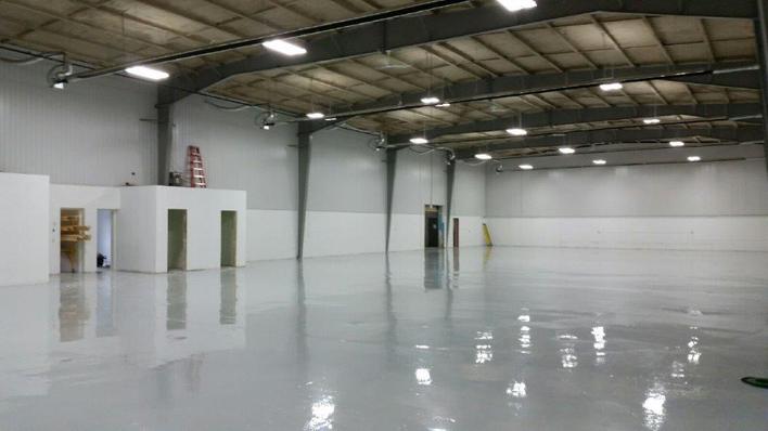 High-bay LED lighting in a warehouse